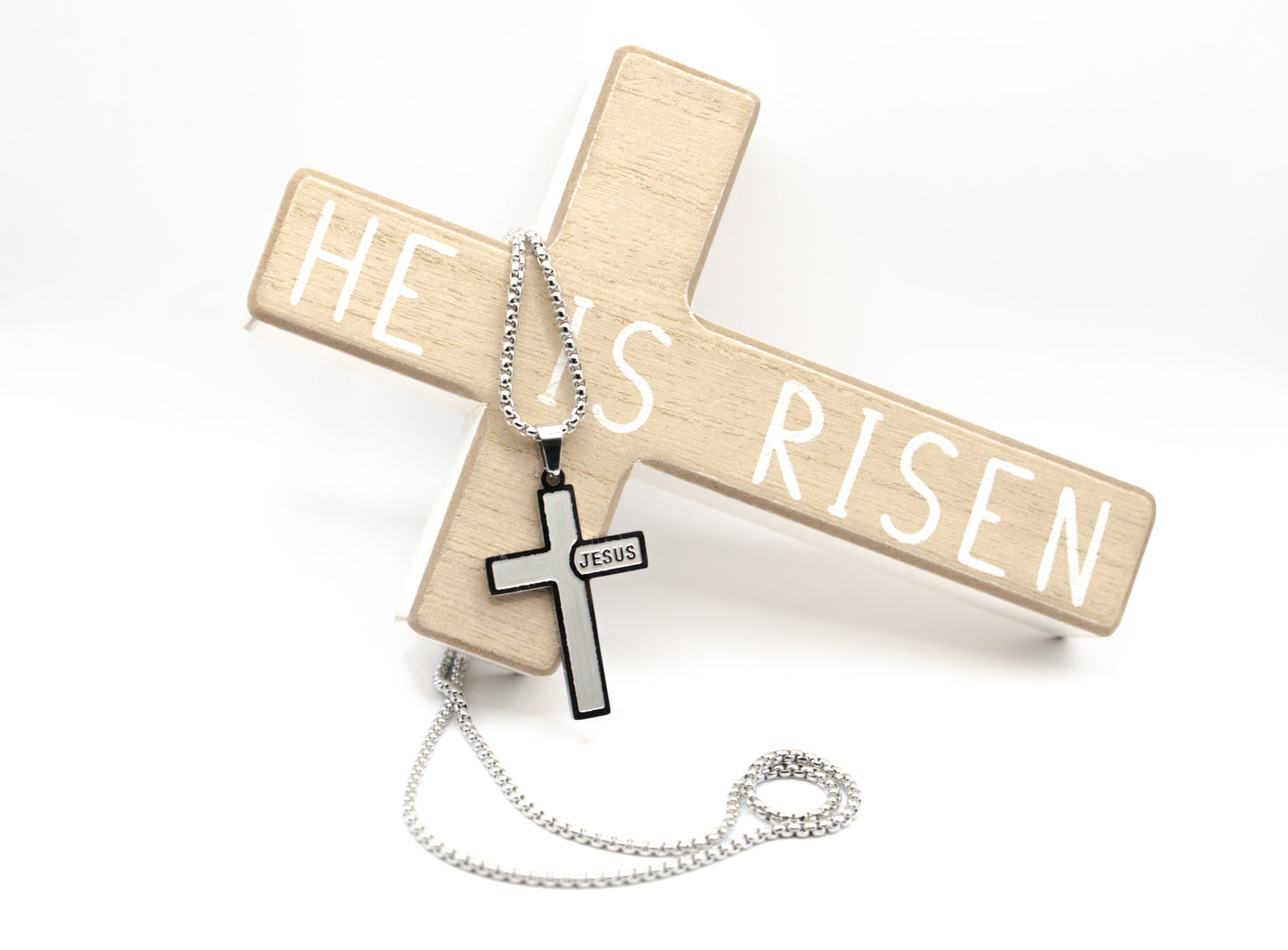 Jesus Cross Necklace — Stainless Steel (Silver, Gold, Black)