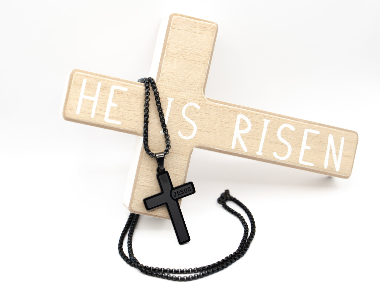 Jesus Cross Necklace — Stainless Steel (Silver, Gold, Black)