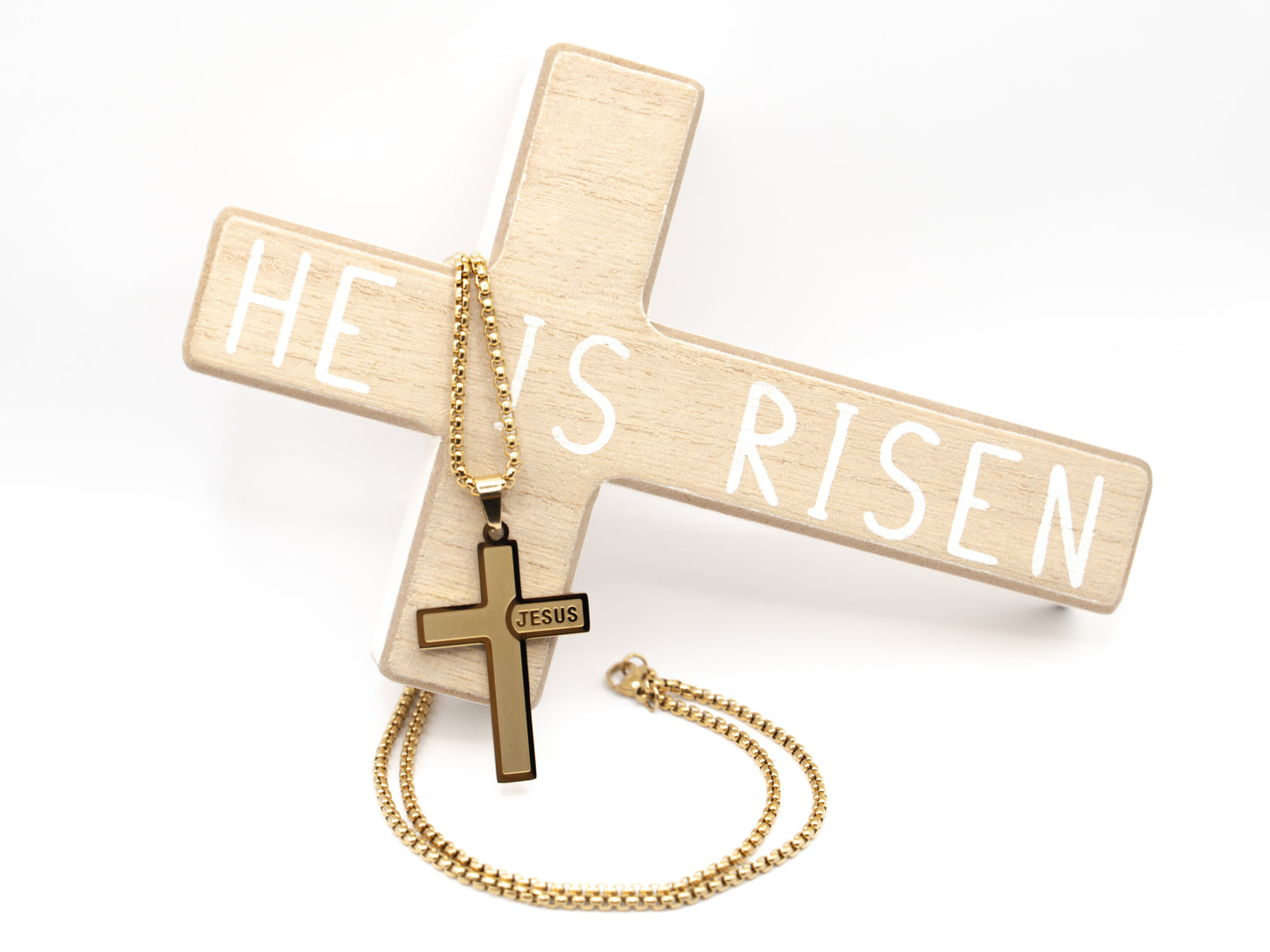 Jesus Cross Necklace — Stainless Steel (Silver, Gold, Black)