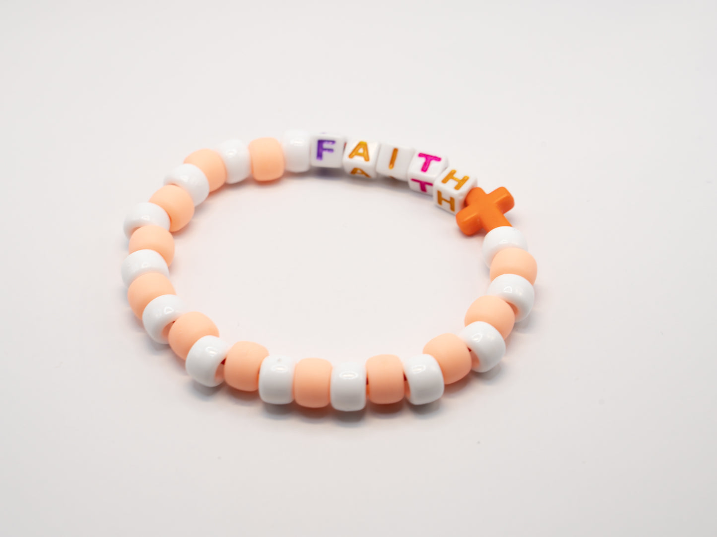 Faith Cross Pony Bead Bracelet