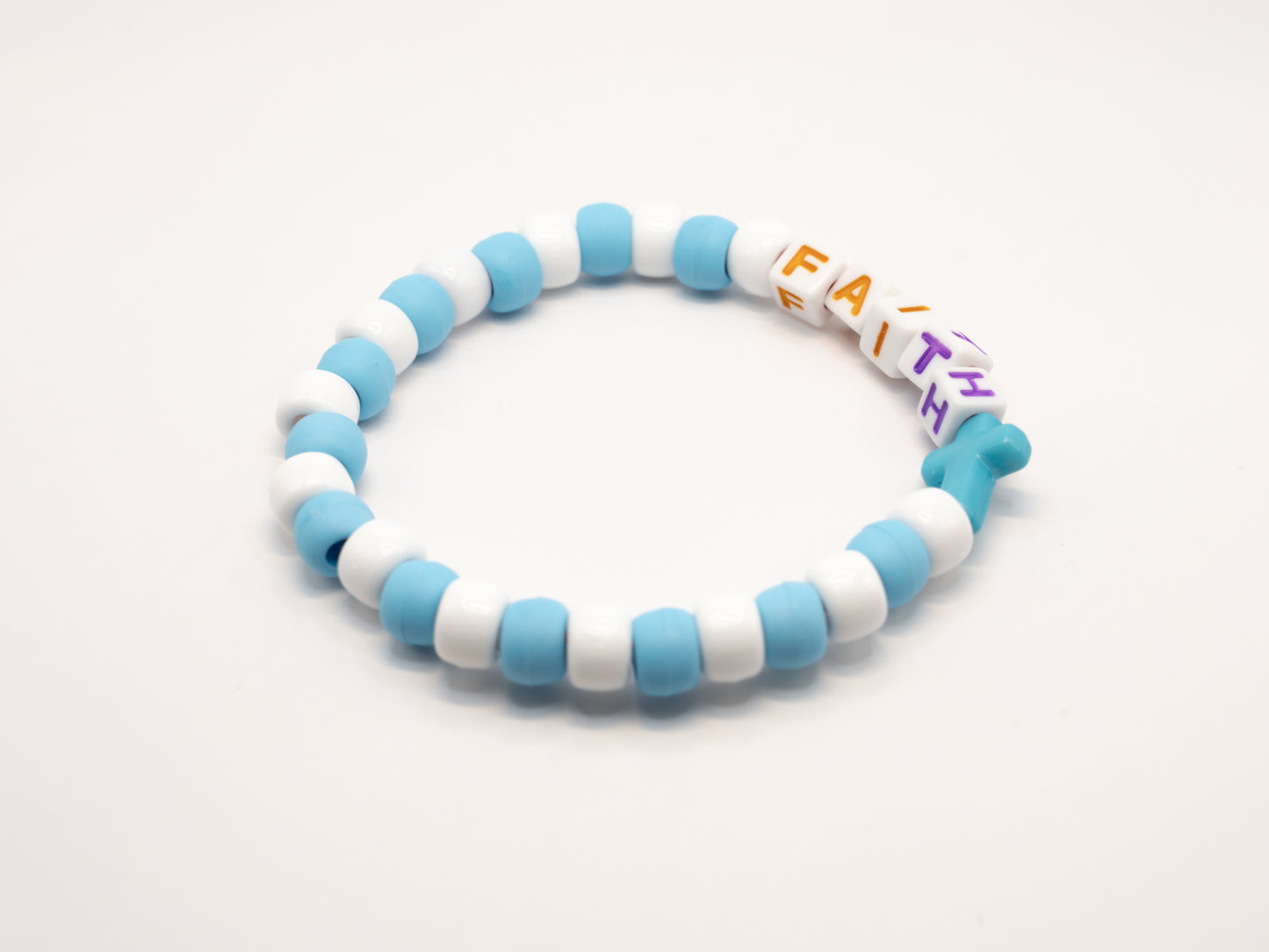 Faith Cross Pony Bead Bracelet