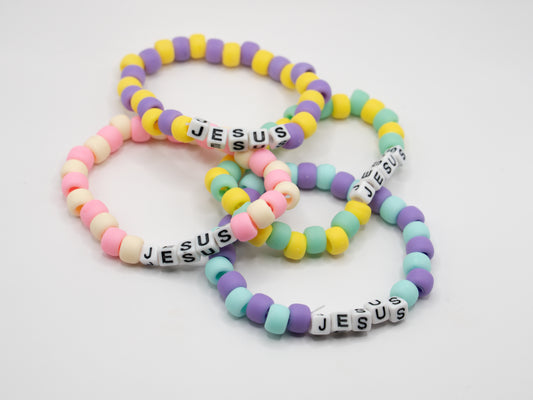 Jesus Name Pony Bead Bracelet