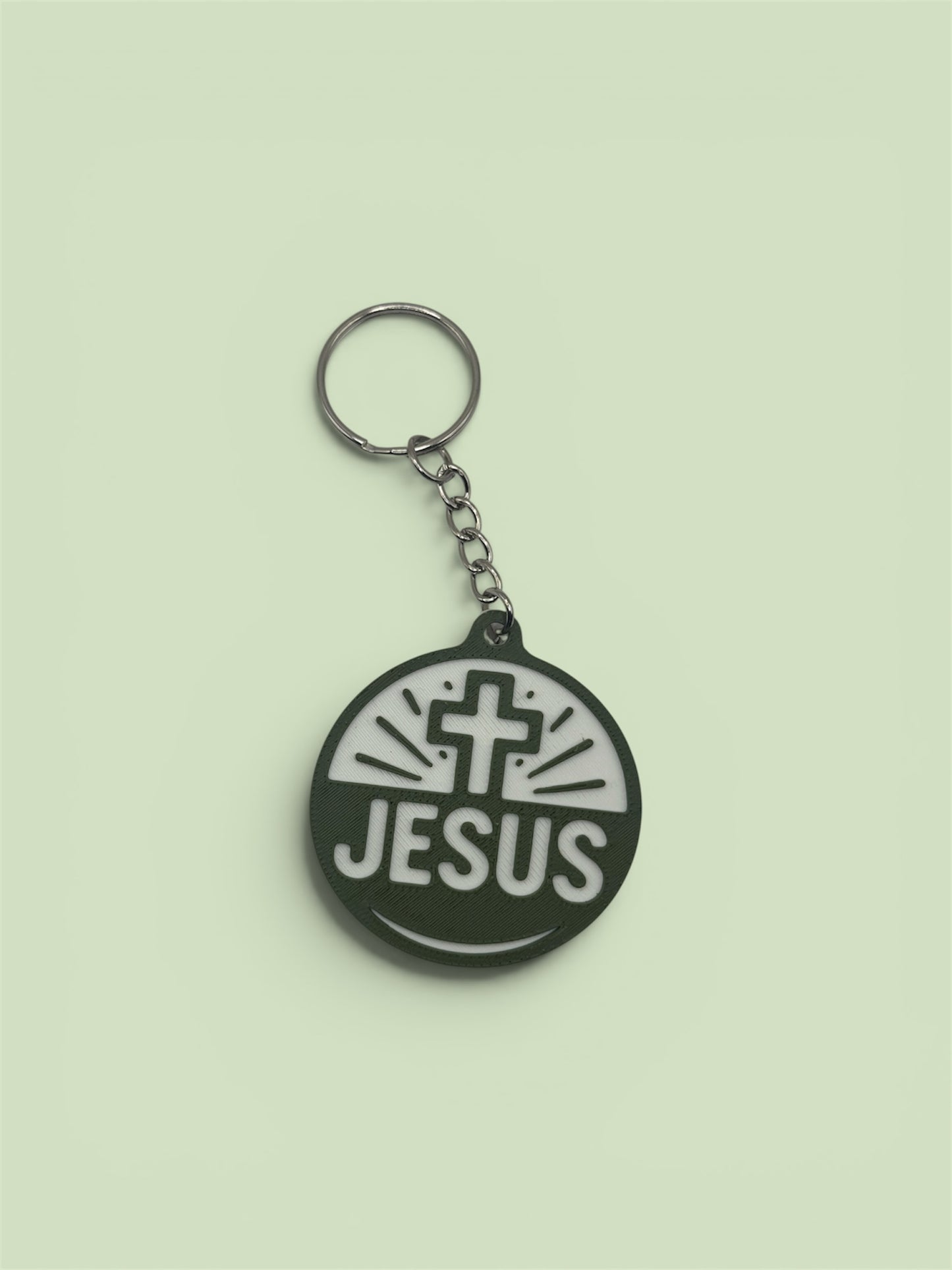 Jesus & Cross Keychain – 3D Printed Christian Keychain