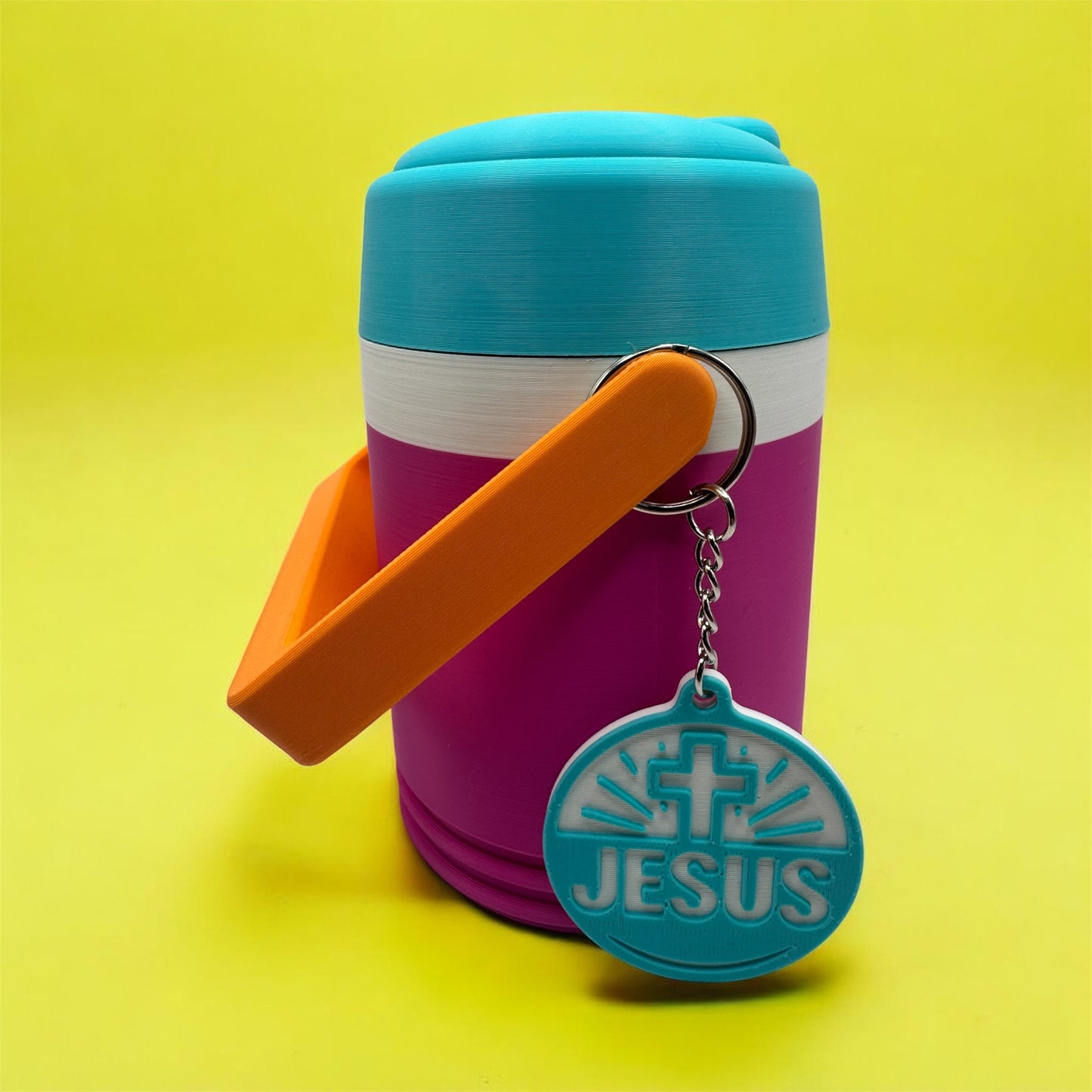 Retro 12 oz Can Koozie & Jesus Keychain Gift Set